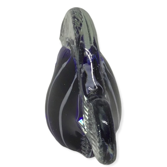 Handmade Glass Art Fish Purple White Stripe Angel Paperweight Sculpture Figurine - Picture 5 of 7